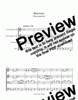 page one of Berceuse (brass quartet)