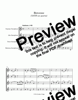 page one of Berceuse (SATB sax quartet)