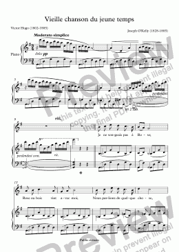 page one of Vieille chanson du jeune temps (Joseph O'Kelly / Victor Hugo)