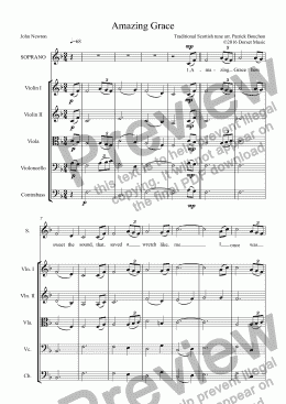 page one of Amazing Grace for Singer and String Orchestra