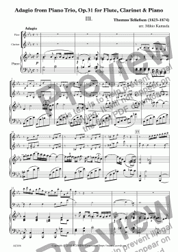 page one of Adagio from Piano Trio, Op.31 for Flute, Clarinet & Piano