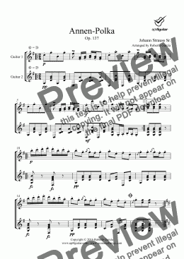 page one of Annen-Polka for guitar duet