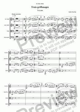 page one of Trois Griffonages for String Quartet