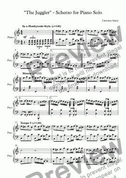 page one of "The Juggler" - Scherzo for Piano Solo