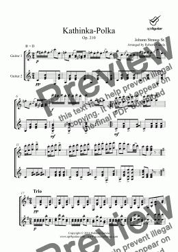 page one of Kathinka-Polka for guitar duet