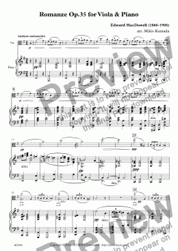 page one of Romanze Op.35 for Viola & Piano