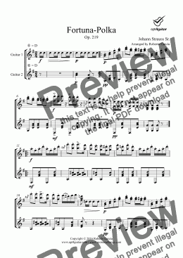 page one of Fortuna-Polka for guitar duet
