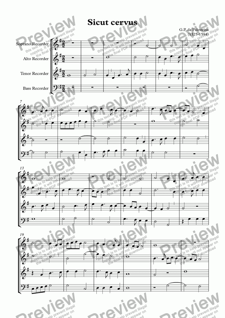 page one of Sicut cervus (Palestrina)