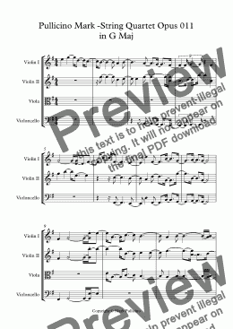 page one of Pullicino Mark -String Quartet Opus 011 in G Maj