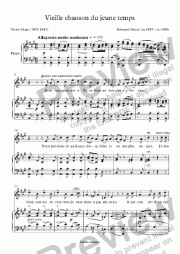 page one of Vieille chanson du jeune temps (Edouard Pascal / Victor Hugo)