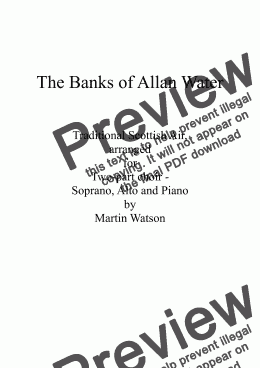 page one of Banks of Allan Water, The; for Two Part Choir of Sopranos and Altos with Piano