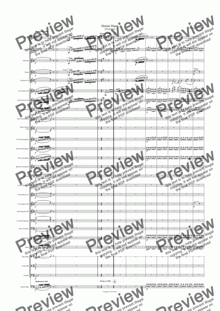 page one of Donna Diana Overture (CB)