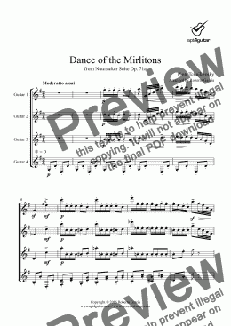 page one of Dance of the Mirlitons for guitar quartet