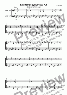 page one of Games for two clarinets in b flat
