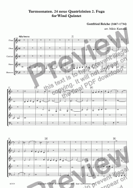 page one of Turmsonaten. 24 neue Quatrizinien 2. Fuga for Wind Quintet