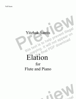 page one of "Elation" for Flute and Piano
