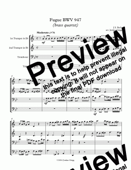 page one of Fugue BWV 947 (brass quartet)