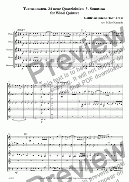 page one of Turmsonaten. 24 neue Quatrizinien  3. Sonatina for Wind Quintet