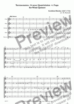 page one of Turmsonaten. 24 neue Quatrizinien  4. Fuga  for Wind Quintet