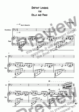page one of Distant Longing  for  Cello and Piano