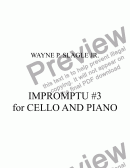 page one of IMPROMPTU #3  for CELLO AND PIANO