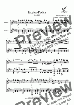 page one of Exeter-Polka for guitar duet