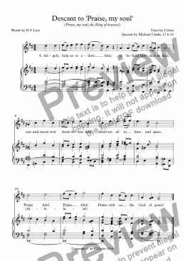 page one of Descant to 'Praise, my soul' (Praise, my soul, the King of heaven!)