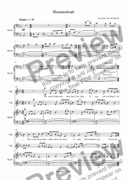 page one of Shenandoah (voice+violin+keyboard)