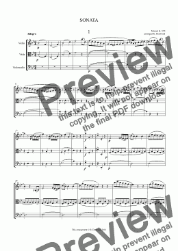 page one of Mozart - K570 Sonata for Violin, Viola & Cello