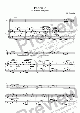 page one of "Pastorale" for trumpet and piano