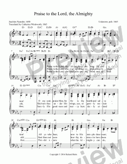 page one of Hymn Piano Accompaniment: Praise to the Lord, the Almighty