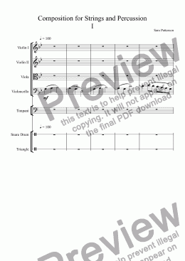 page one of Composition for Strings and Percussion I