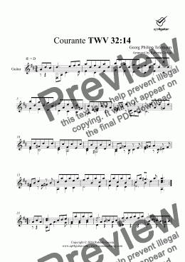 page one of Courante TWV 32:14 for solo guitar