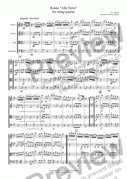 page one of Mozart - RONDO "ALLA TURCA" for string quartet