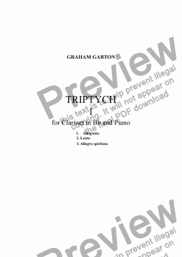 page one of INSTRUMENTAL SCORE FOR TRIPTYCH 1 Allegretto For CLARINET IN Bb and Piano Revised Edition