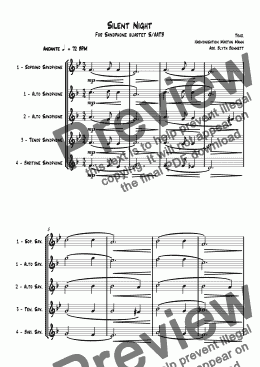 page one of Jazzy Silent Night - Saxophone Quartet