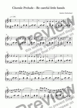 page one of Chorale Prelude - Be careful little hands