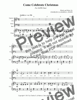 page one of Come Celebrate Christmas - SATB Choir
