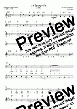 page one of Chiara - La Spagnola - PDF - lead sheet Melody + chords