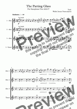 page one of The Parting Glass - For Saxophone Trio