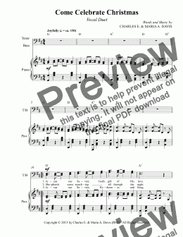 page one of Come Celebrate Christmas - Tenor/Bass Duet