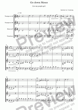 page one of "Go down Moses" for brass quartet