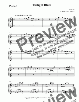 page one of Twilight Blues - For Two Pianos