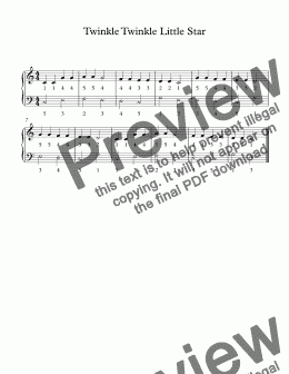 page one of beginner piano lesson-Twinkle Twinkle Little Star