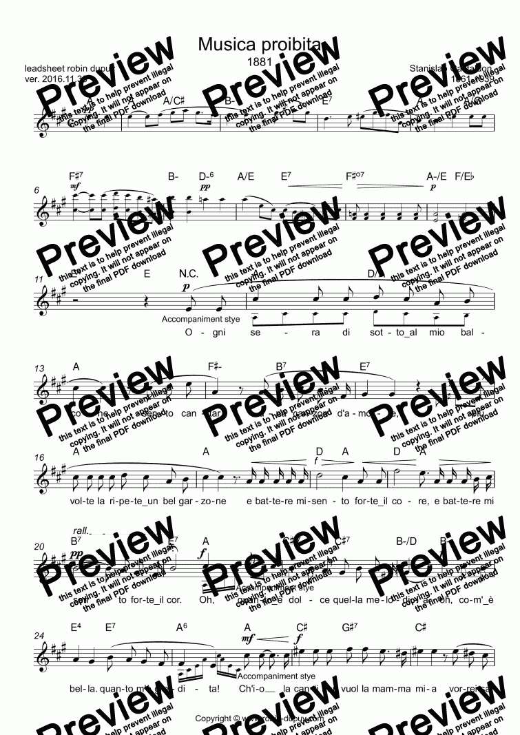 page one of Gastaldon - Musica proibita - PDF - lead sheet Melody + chords