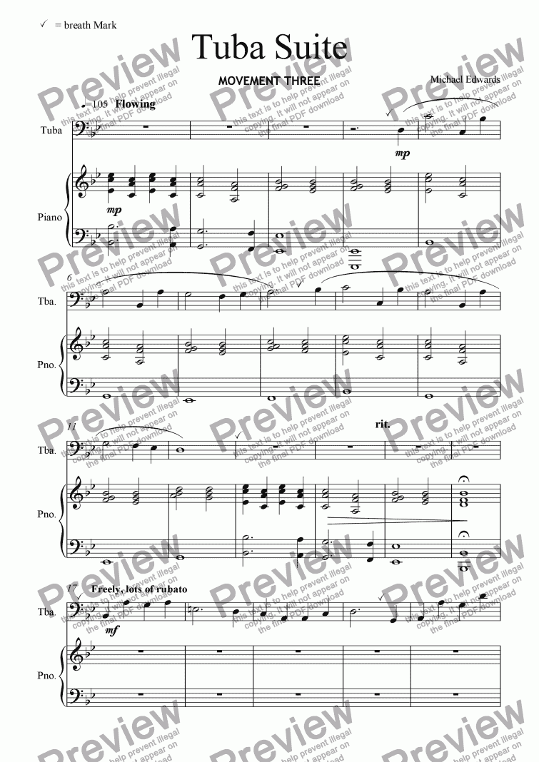 page one of  Tuba Suite - Movement 3