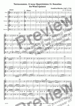 page one of Turmsonaten. 24 neue Quatrizinien 10. Sonatina  for Wind Quintet