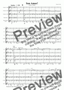 page one of Son amor! - Samba - Clarinet Quintet 