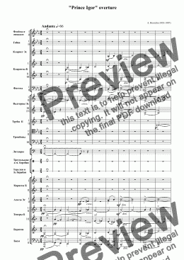 page one of "Prince Igor" overture