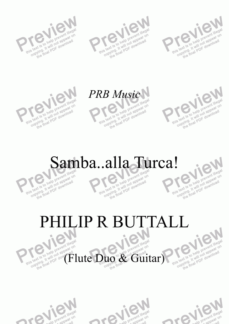 page one of Samba..alla Turca! (Flute Duo & Guitar)